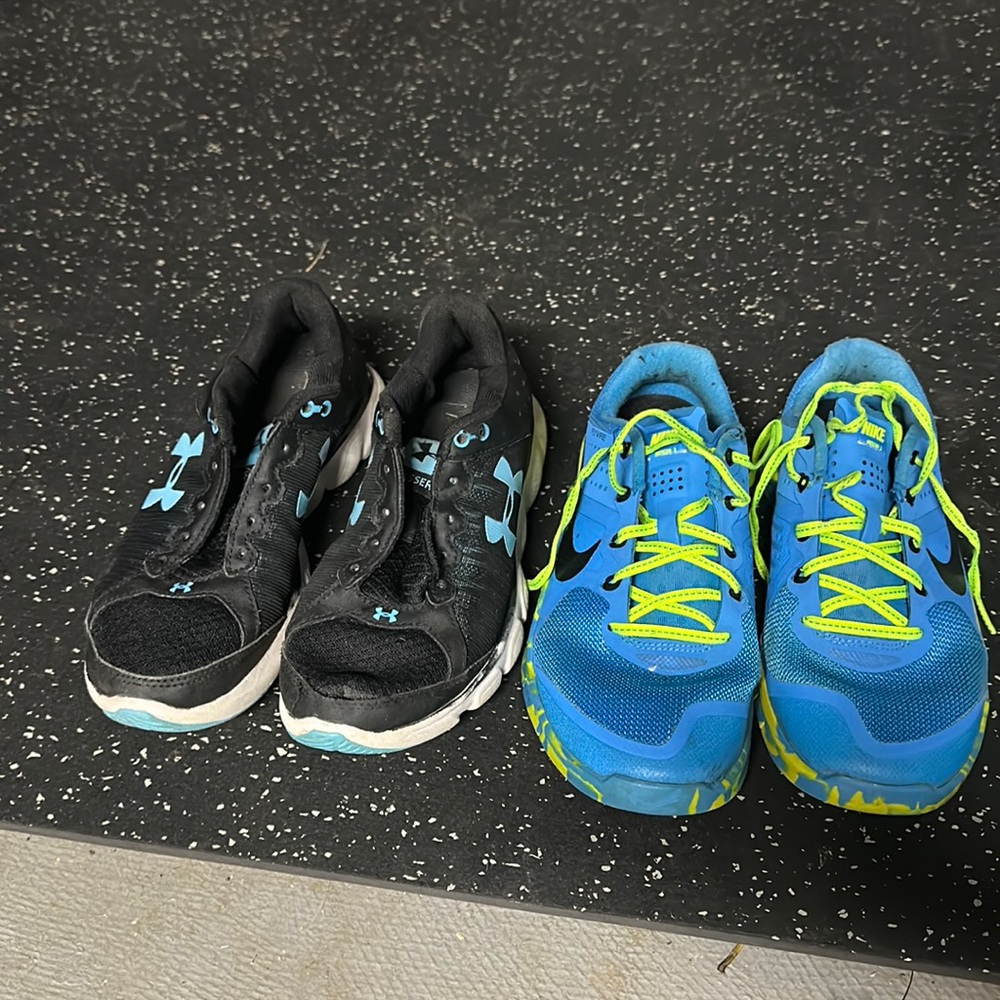 Two pairs kids shoes Nike and underamour